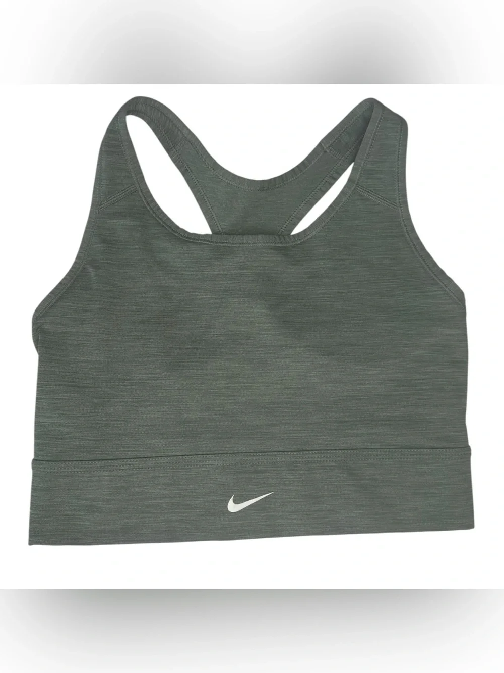 Nike Dri-FIT Women’s Sports Bra Size L Gray Racerback Athletic Workout Yoga